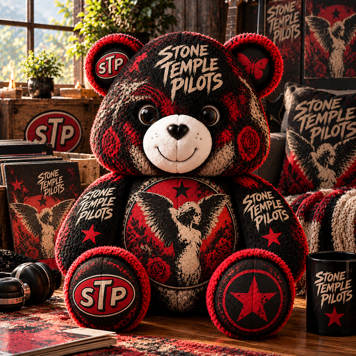 Stone Temple Pilots-Custom Shaped Bear Pillow – Unique Gift for Classic Music Lovers