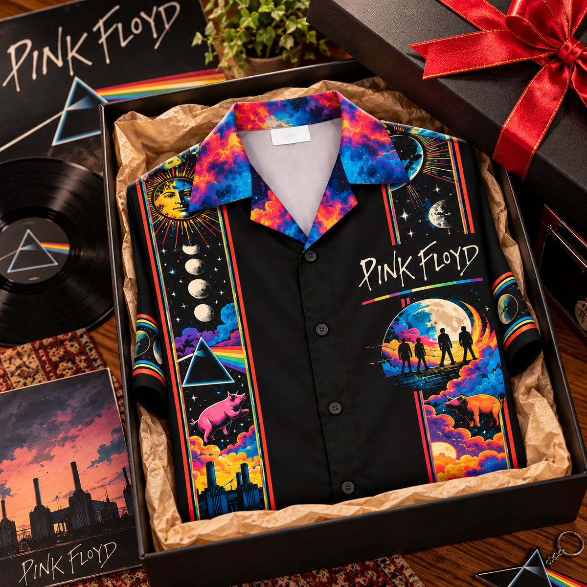 Pink Floyd Hawaiian Shirt – Psychedelic Rock Inspired Gift Featuring The Dark Side of the Moon