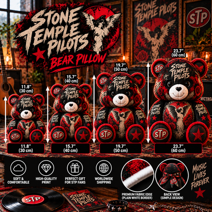 Stone Temple Pilots-Custom Shaped Bear Pillow – Unique Gift for Classic Music Lovers