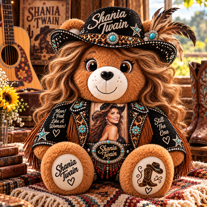 Shania Twain Custom Shaped Bear Pillow – Unique Gift for Classic Music Lovers