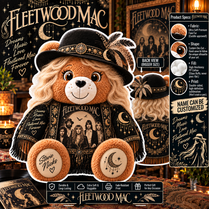 Fleetwood Mac Custom Shaped Bear Pillow – Classic Music Legend Gift