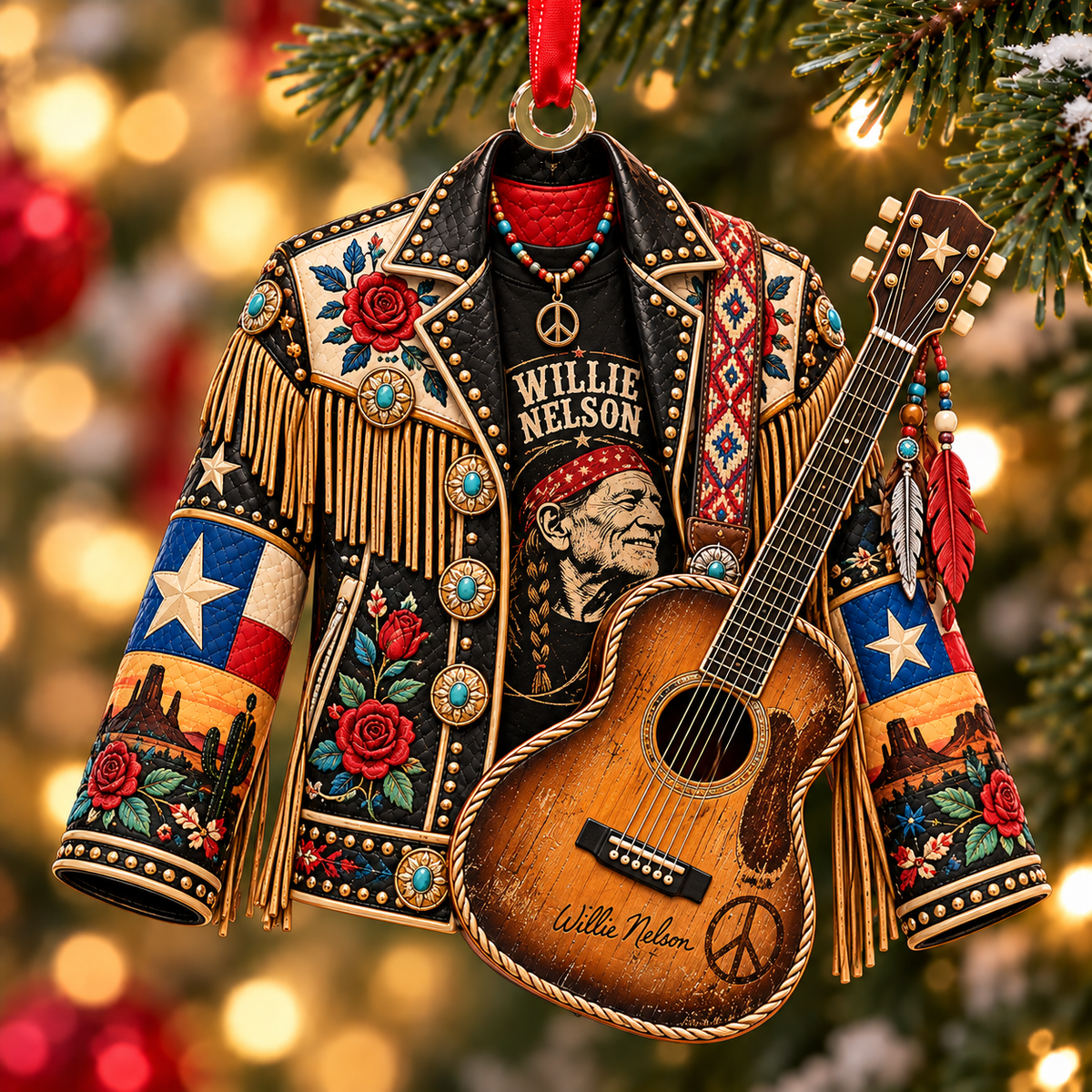 Willie Nelson Christmas Ornament - Classic Country Music Legend Gift