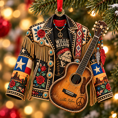 Willie Nelson Christmas Ornament - Classic Country Music Legend Gift