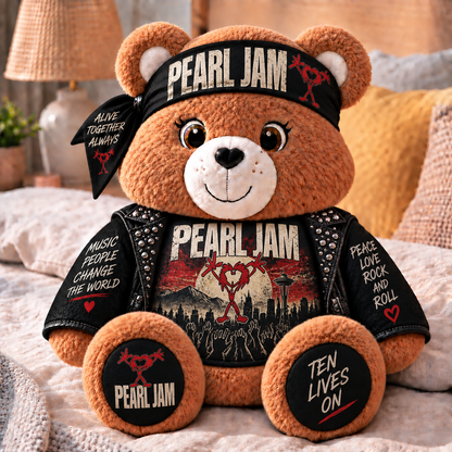 Pearl Jam Custom Shaped Bear Pillow – Unique Gift for Pearl Jam Fans & Classic Grunge Rock Lovers