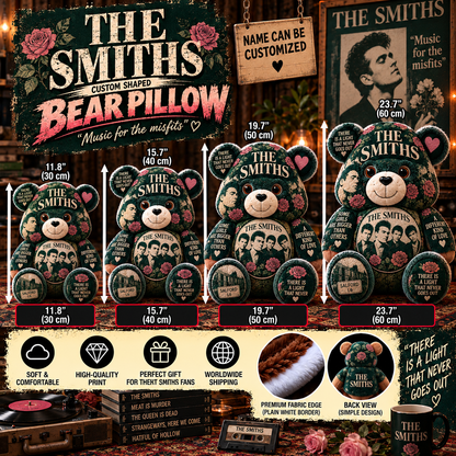 The Smiths Bear Custom Shaped Pillow – Unique Music Gift for The Smiths Fans & Indie Rock Lovers