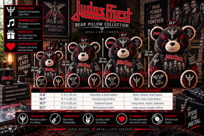 Judas Priest Heavy Metal Bear Custom Shaped Pillow – Metal Rock Music Fan Gift