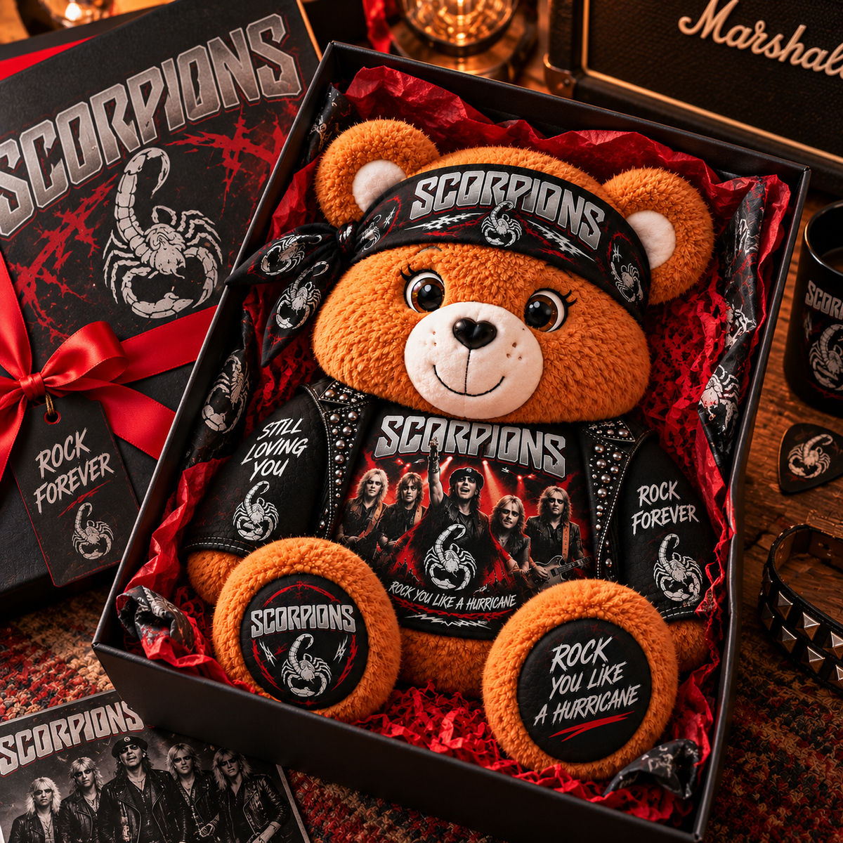 Scorpions Custom Shaped Bear Pillow – Unique Gift for Scorpions Fans & Classic Rock Lovers