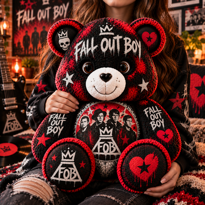 Fall Out Boy Custom Shaped Bear Pillow – Unique Gift for Classic Music Lovers