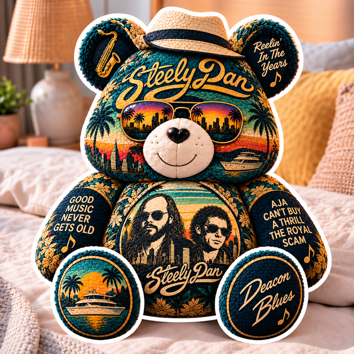 Steely Dan Custom Shaped Bear Pillow – Unique Gift for Classic Music Lovers