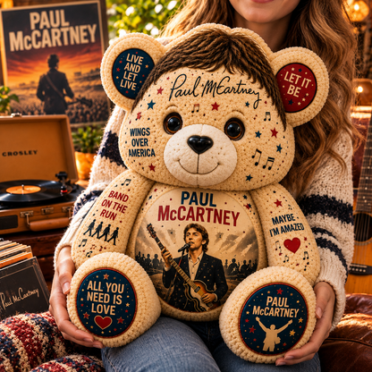 Paul McCartney Custom Shaped Bear Pillow – Unique Gift for Classic Music Lovers