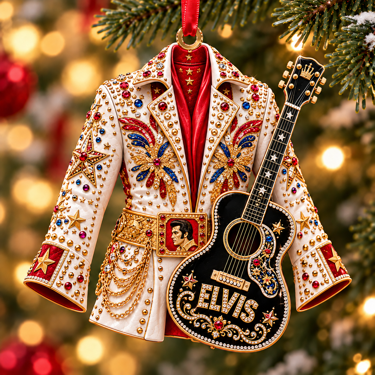 Elvis Presley Christmas Acrylic Ornament - Classic Music Legend Gift