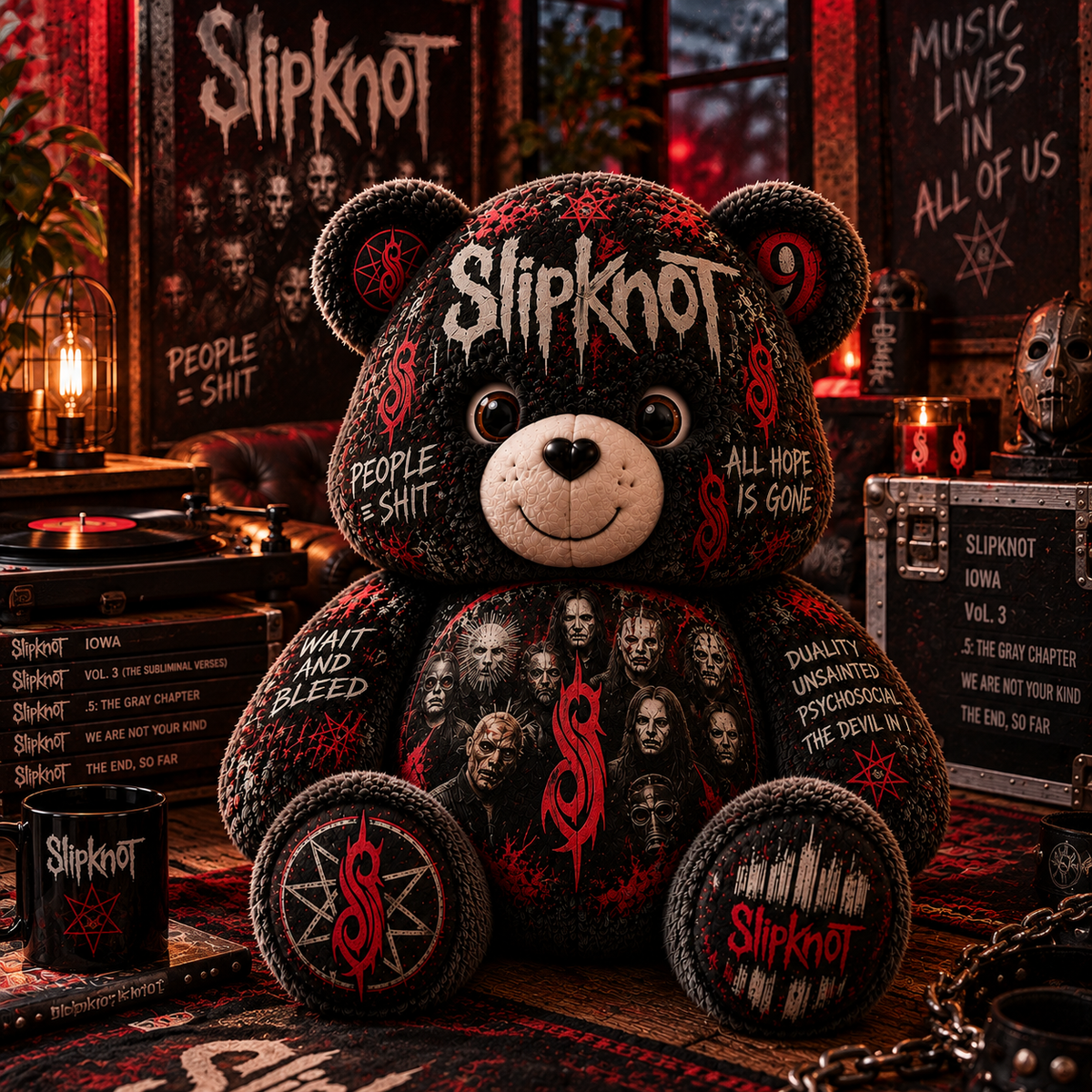 Slipknot Bear Custom Shaped Pillow – Heavy Metal Music Fan Gift, Iowa & All Hope Is Gone Collectible
