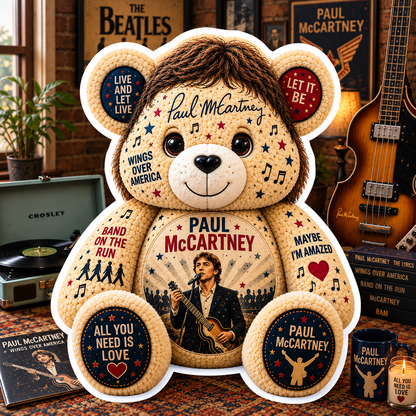 Paul McCartney Custom Shaped Bear Pillow – Unique Gift for Classic Music Lovers