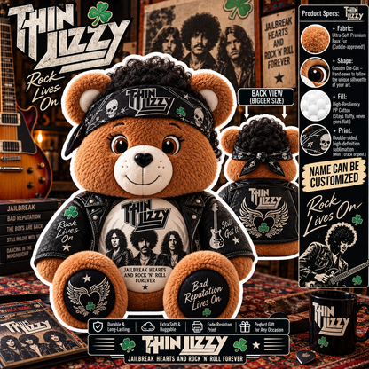 Thin Lizzy Custom Shaped Bear Pillow – Unique Gift for Thin Lizzy Fans & Classic Rock Lovers
