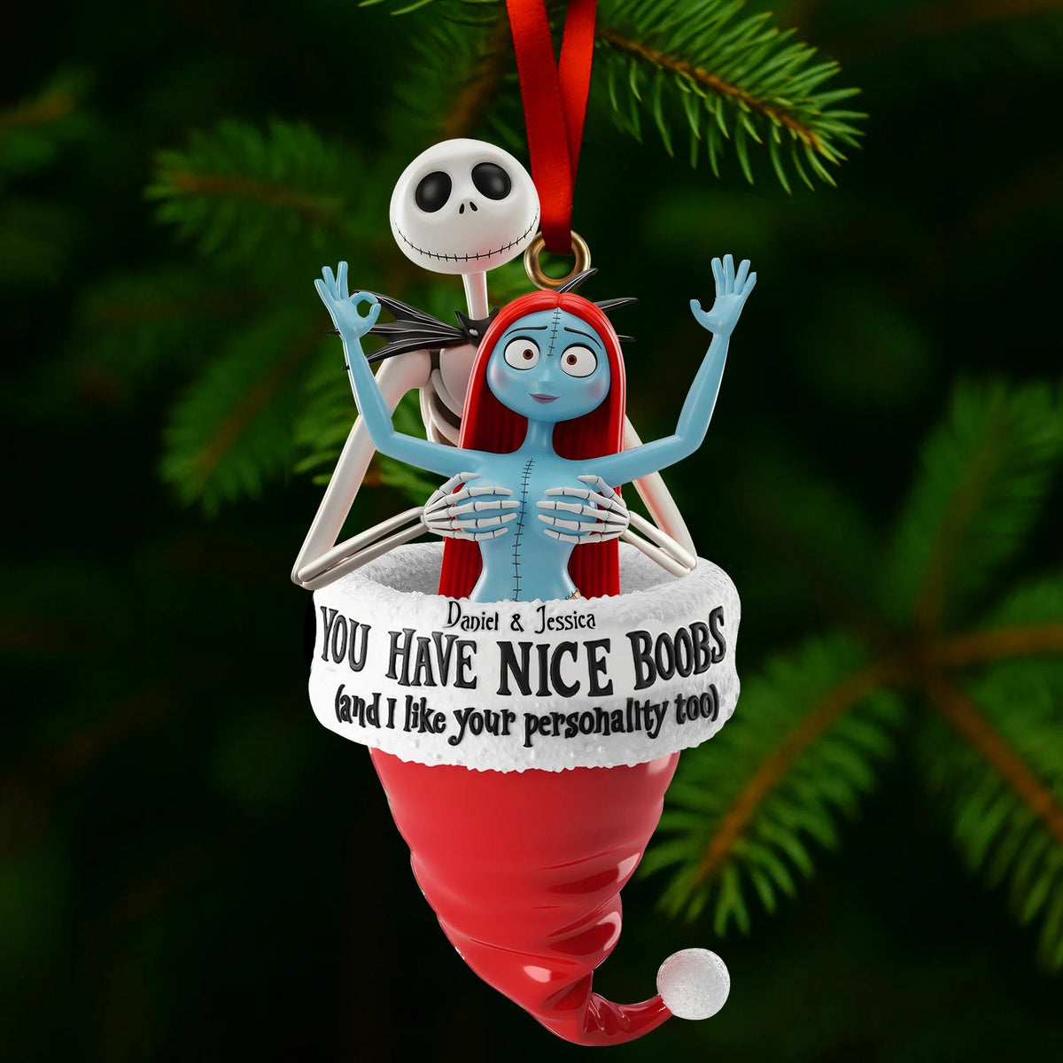 Cheeky Touch Couple Ornament - Personalized Couple Ornament