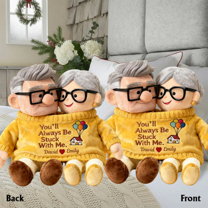 You'll Always Be Stuck With Me - Personalized Couple Shaped Pillow