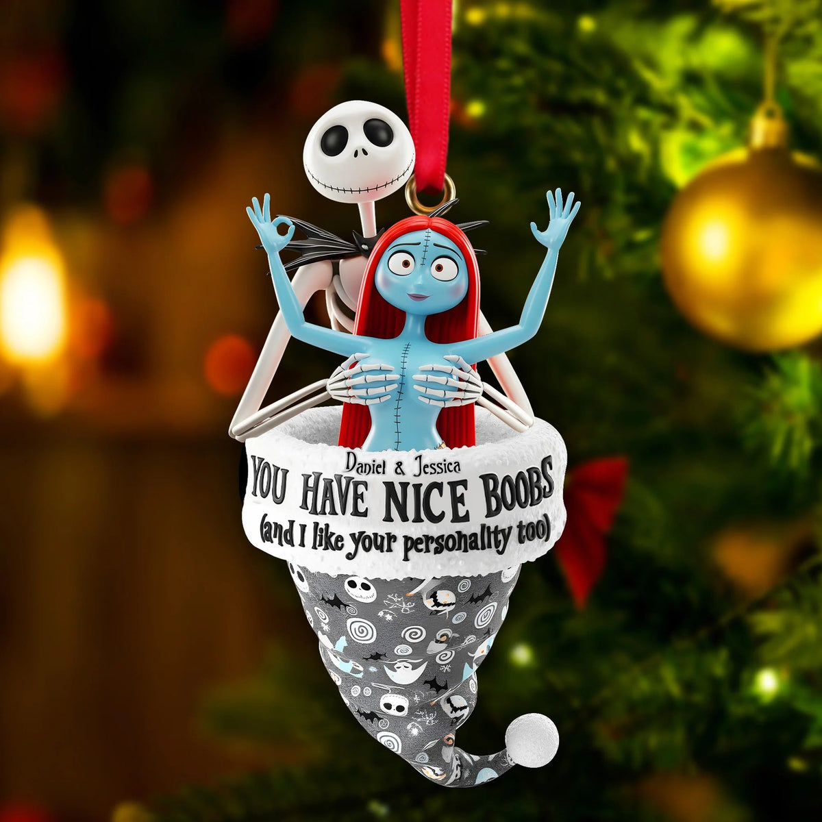 Cheeky Touch Couple Ornament - Personalized Couple Ornament