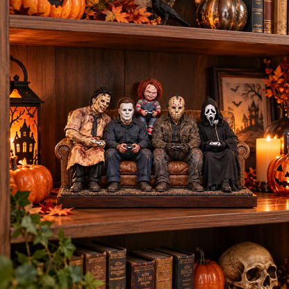 Horror Movie Killers Wooden Block Sign, Spooky Halloween Gaming Characters Wood Decor