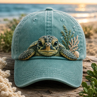 Sea Turtle Vintage Classic Cap – Ocean Lover Coastal Hat, Beach & Marine Life Inspired Gift for Turtle Lovers
