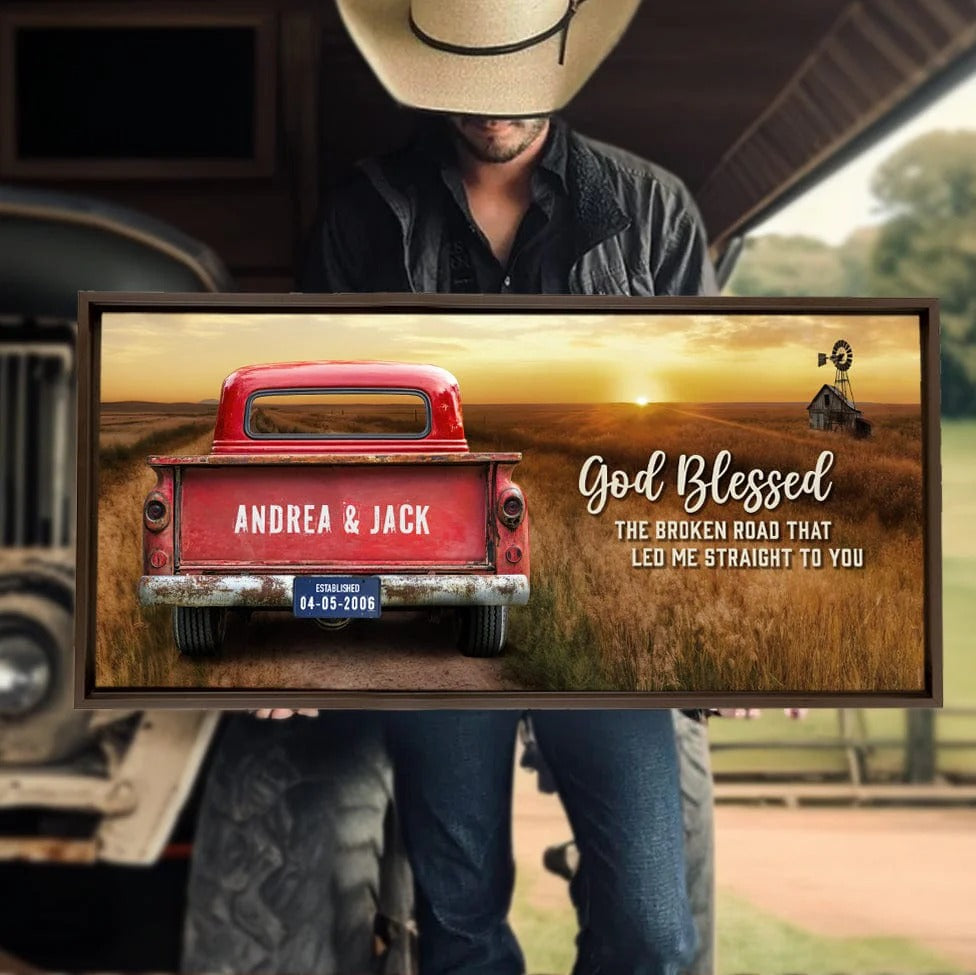 Personalized Vintage Truck Farmhouse Canvas Gift