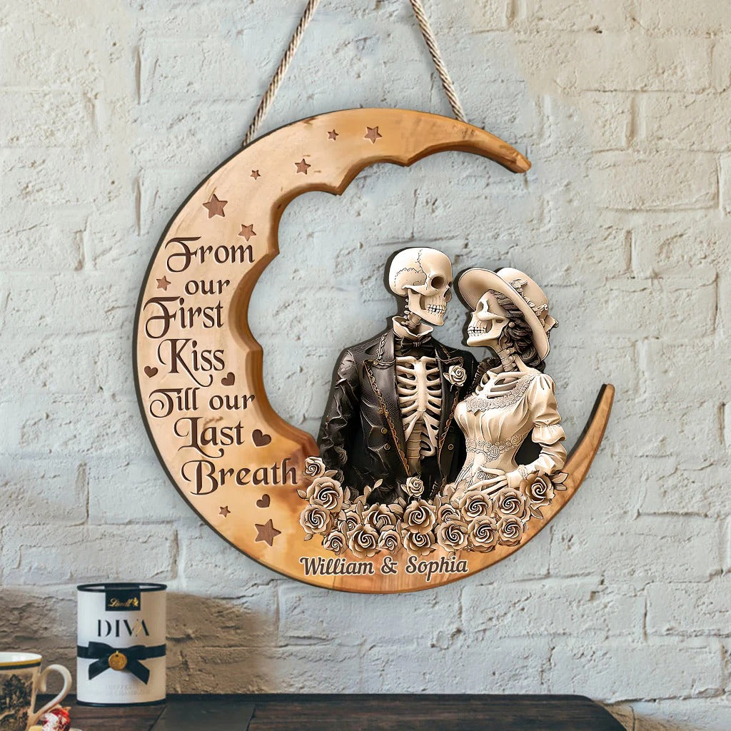 From Our First Kiss Custom Shaped Wood Sign - Gift For Couple