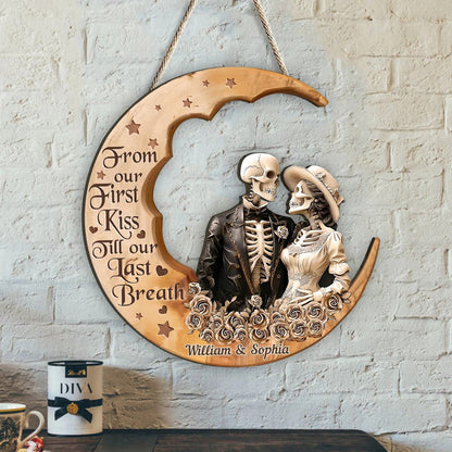From Our First Kiss Custom Shaped Wood Sign - Gift For Couple