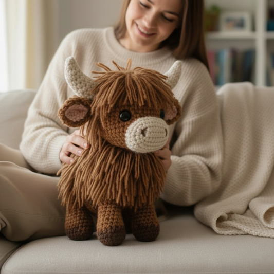 Cozy Highland Cow Shaped Pillow