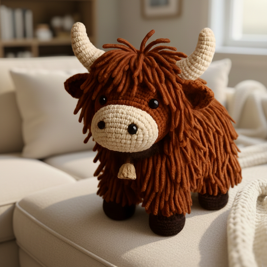 Cuddly Highland Cow Shaped Pillow