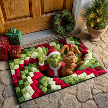 Christmas Mischief Couple Quilt Doormat