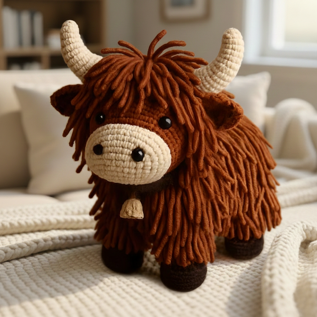 Cuddly Highland Cow Shaped Pillow