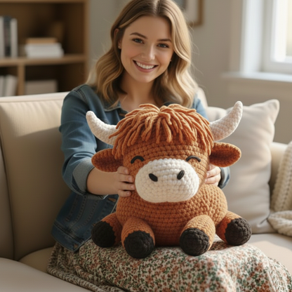 Snuggly Highland Cow Shaped Pillow