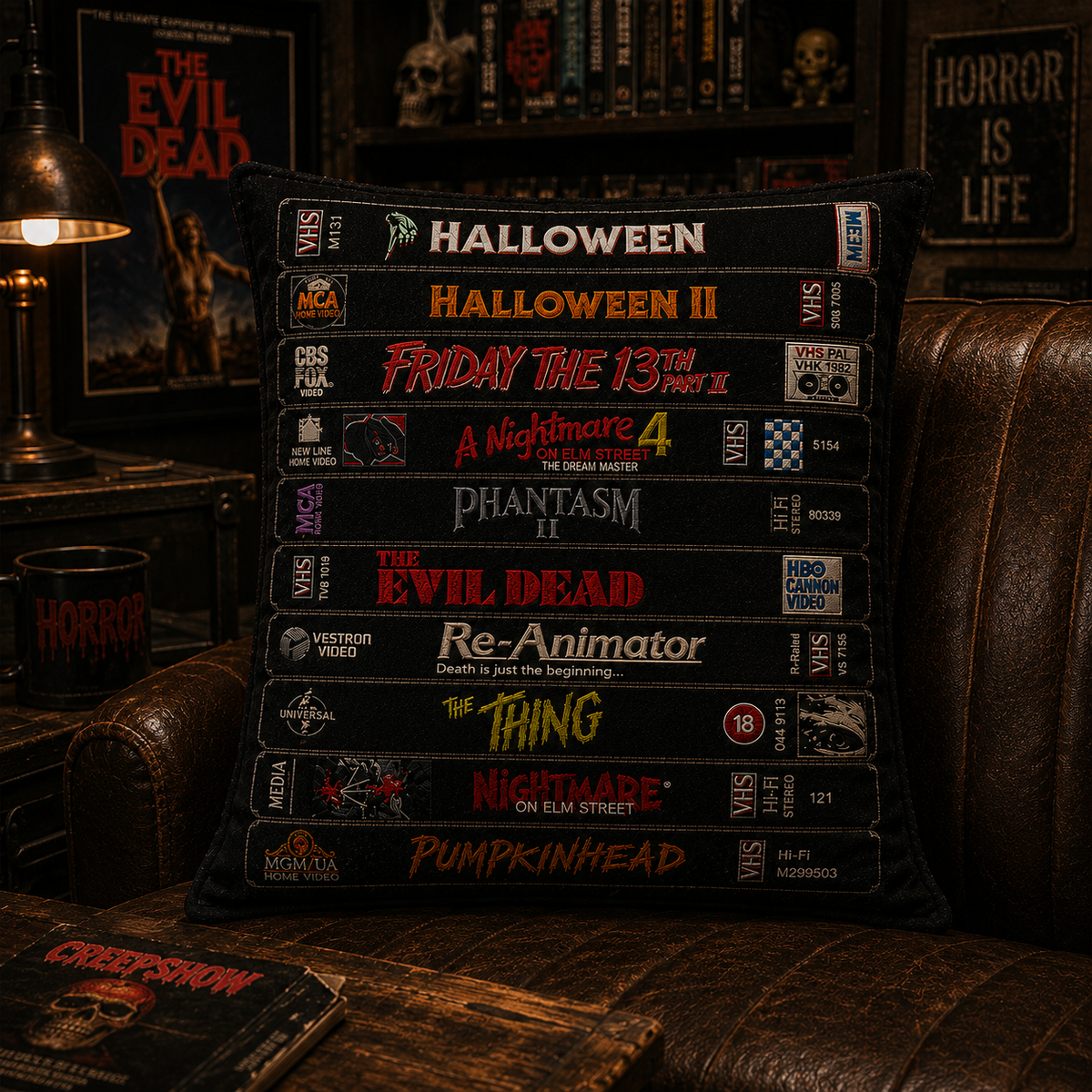 Retro Horror VHS Pillow