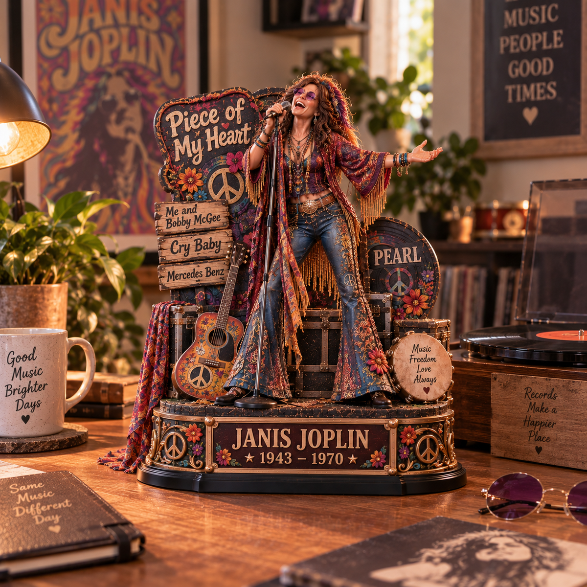Janis Joplin Piece of My Heart – Collectible Acrylic Plaque Table Decor