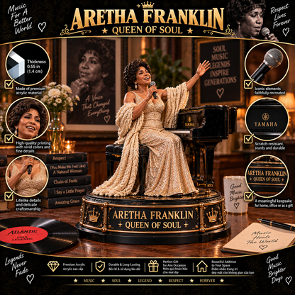 Aretha Franklin Queen of Soul – Collectible Acrylic Plaque Table Decor