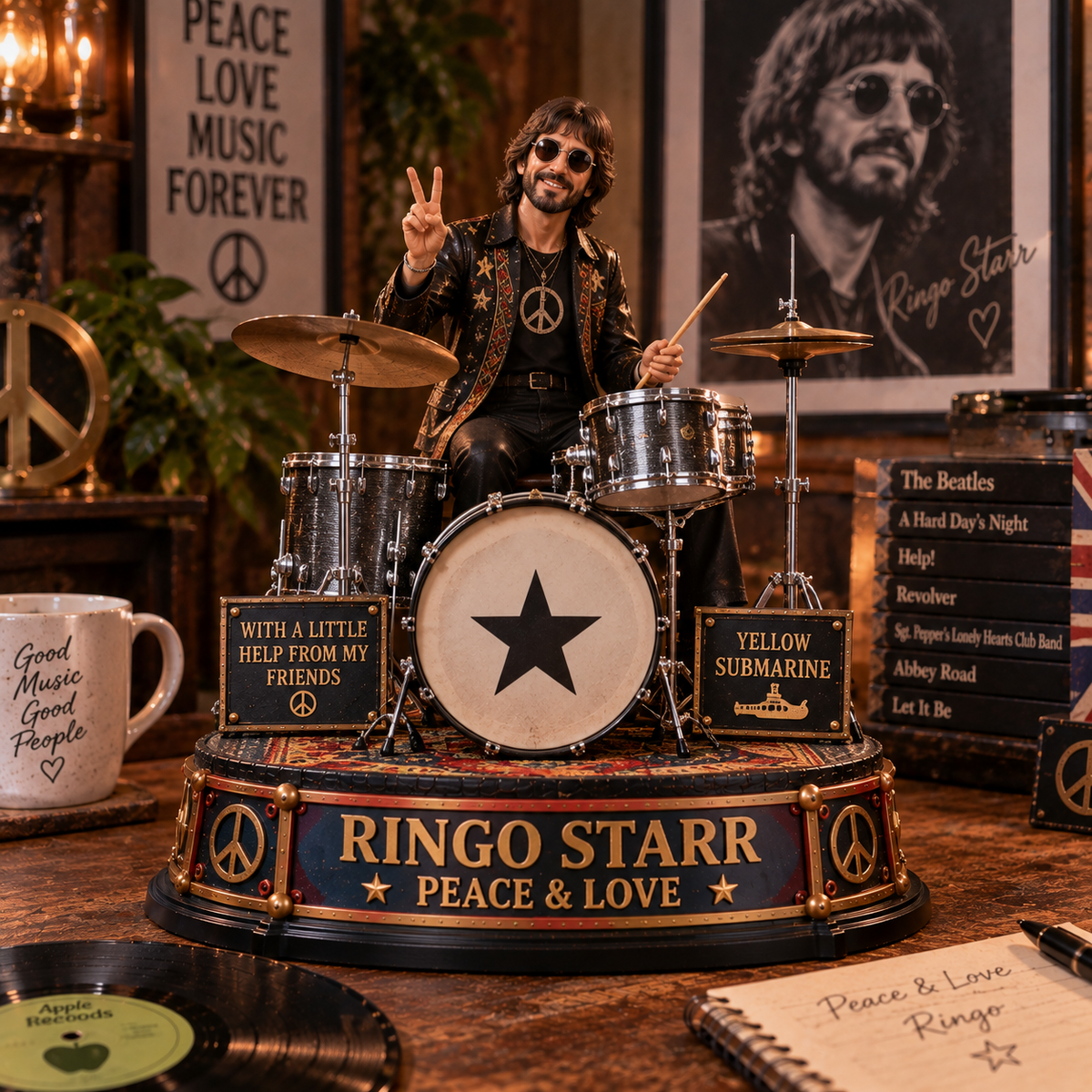 Ringo Starr Peace & Love – Collectible Acrylic Plaque Table Decor