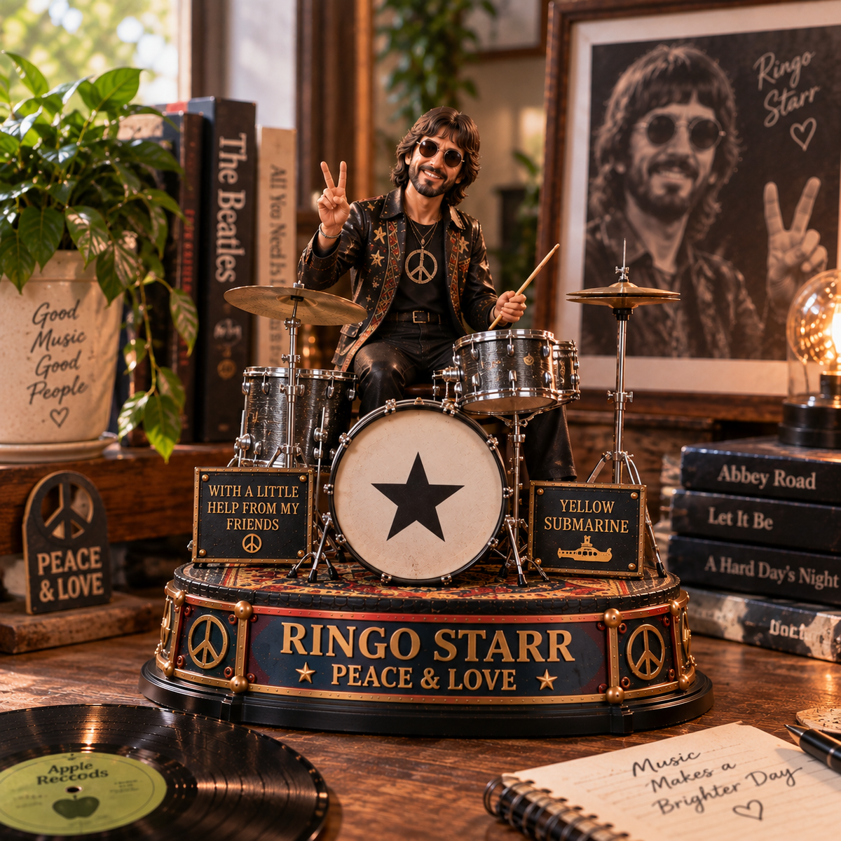 Ringo Starr Peace & Love – Collectible Acrylic Plaque Table Decor