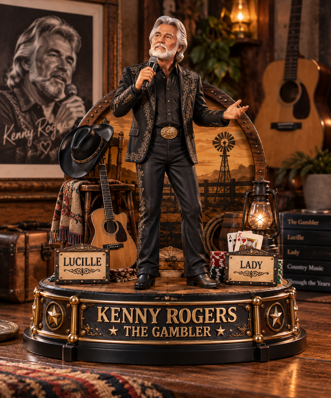 Kenny Rogers The Gambler – Collectible Acrylic Plaque Table Decor