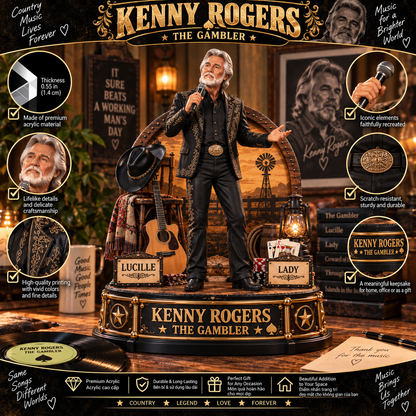 Kenny Rogers The Gambler – Collectible Acrylic Plaque Table Decor