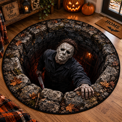 Michael Myers Coming for You Round Mat – Scary Halloween Horror Rug