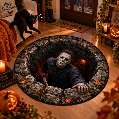 Michael Myers Coming for You Round Mat – Scary Halloween Horror Rug