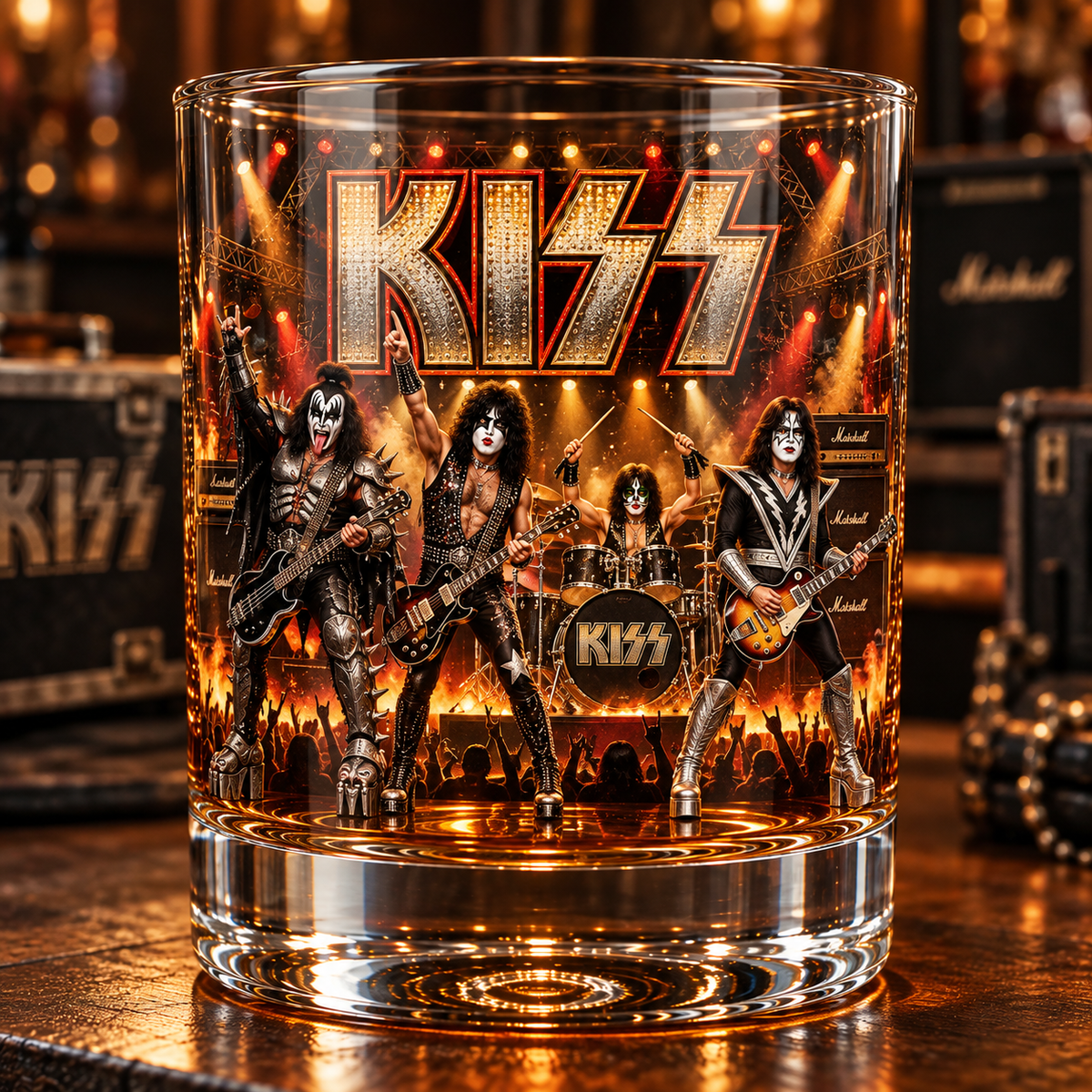 Rock and Roll All Nite – KISS Band Inspired Whiskey Glass