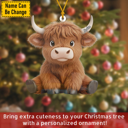Personalized Christmas Cow Ornament