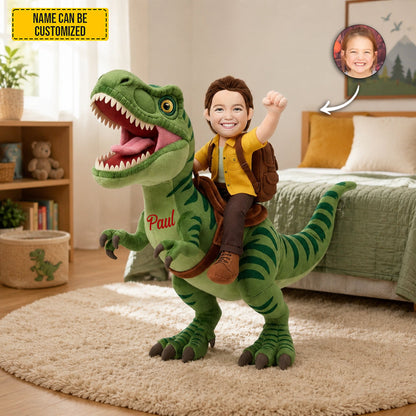 Personalized Dinosaur Adventure Photo Shape Pillow