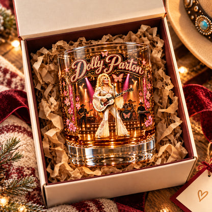 Dolly Parton Country Music Whiskey Glass, Legend Singer Lowball Glass