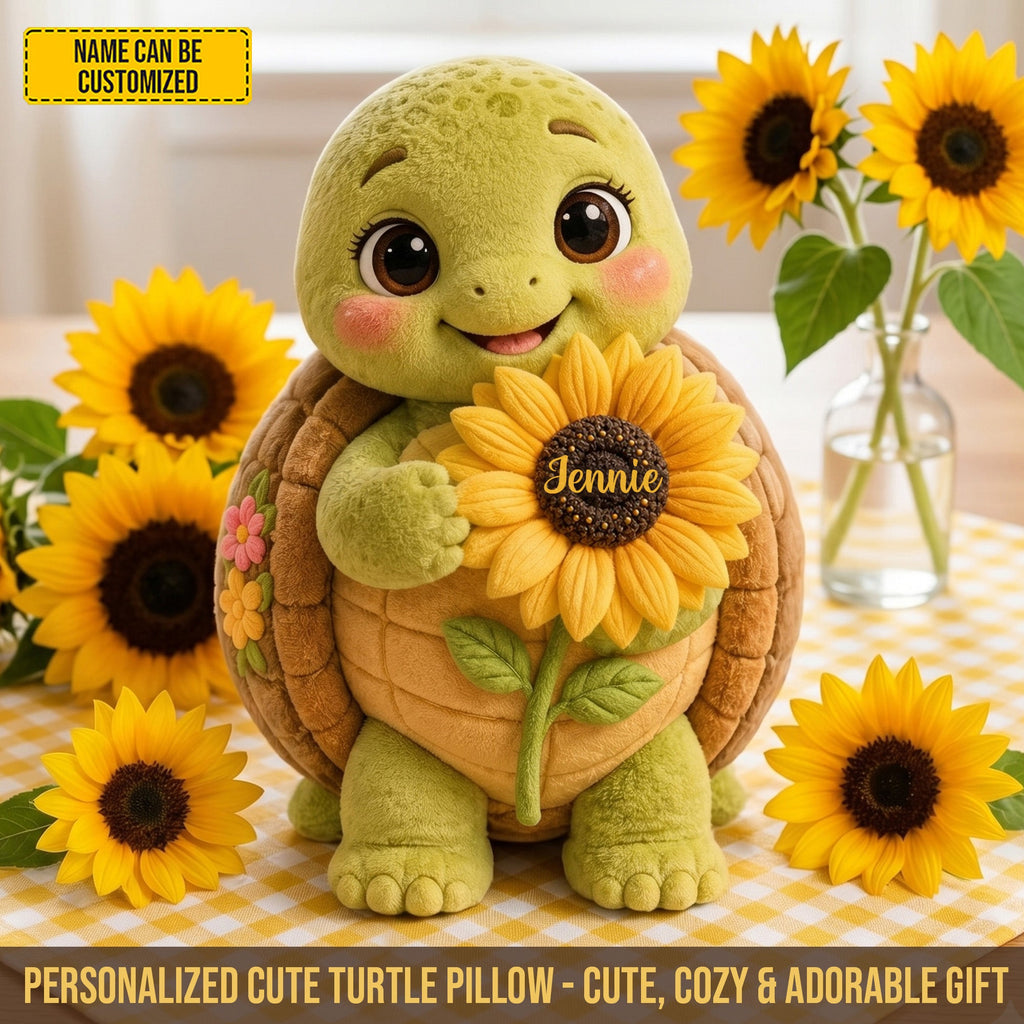 Personalized Little Sunshine Turtle & Turtle Custom Shaped Pillow