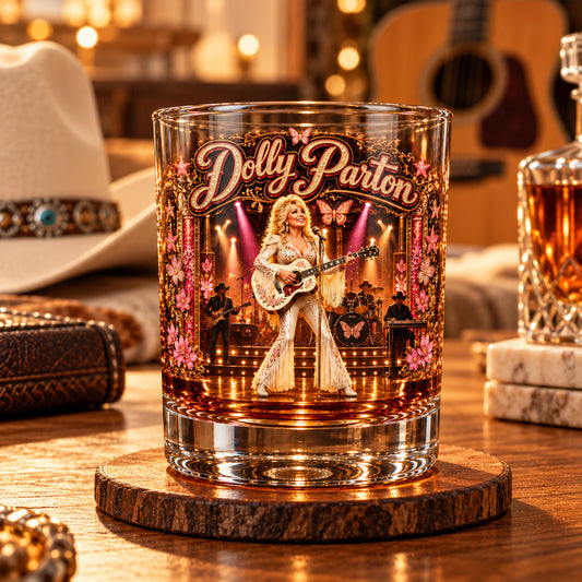Dolly Parton Country Music Whiskey Glass, Legend Singer Lowball Glass