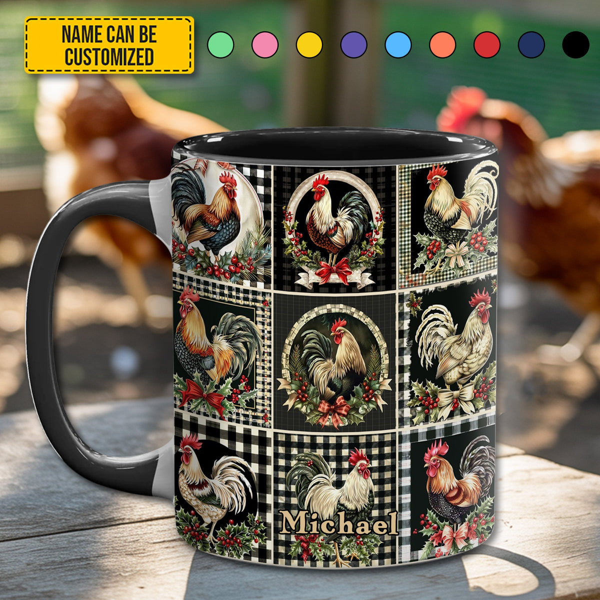 Chicken Collection Accent Mug - Personalized Chicken Accent Mug