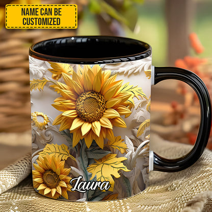 Beautiful Sunflower - Personalized Sunflower Accent Mug