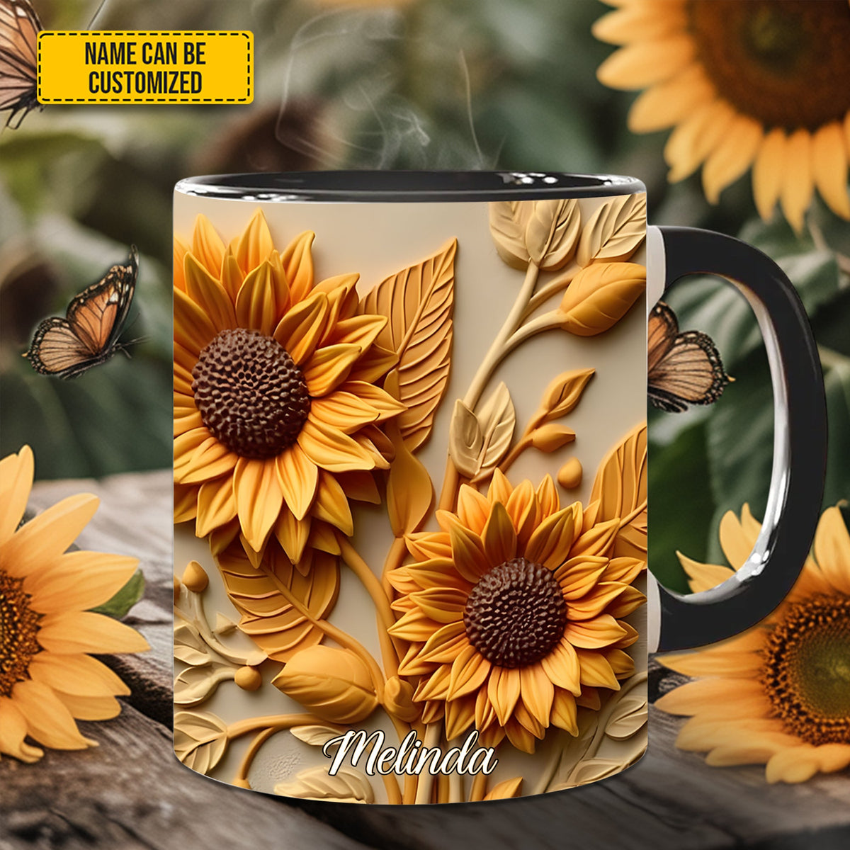 Sunflower accent mug - Personalized Accent Mug