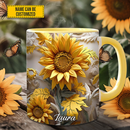 Beautiful Sunflower - Personalized Sunflower Accent Mug